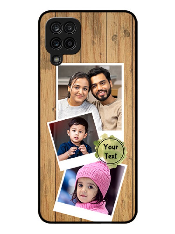 Custom Galaxy M12 Custom Glass Phone Case - Wooden Texture Design