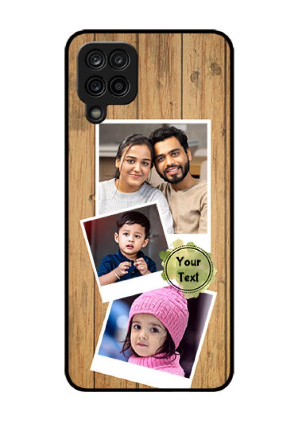 Galaxy M12 Custom Glass Phone Case - Wooden Texture Design