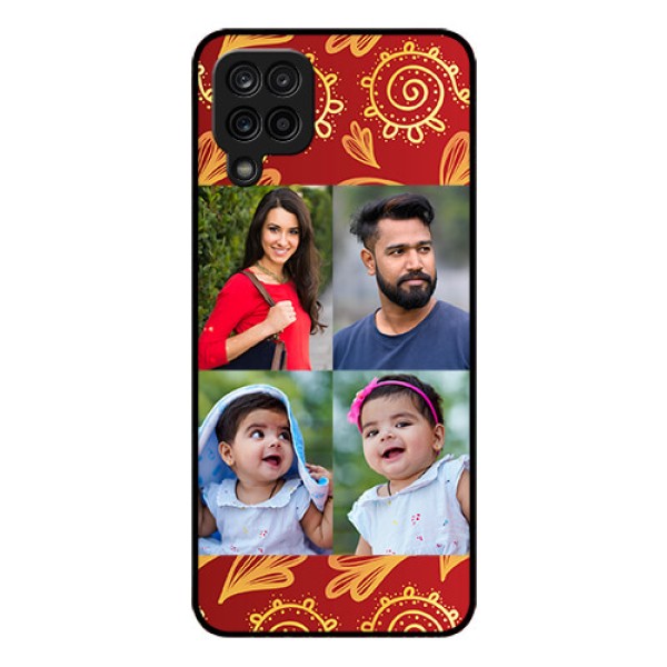 Galaxy M12 Photo Printing on Glass Case - 4 Image Traditional Design Galaxy M12 Photo Printing on Glass Case - 4 Image Traditional Design