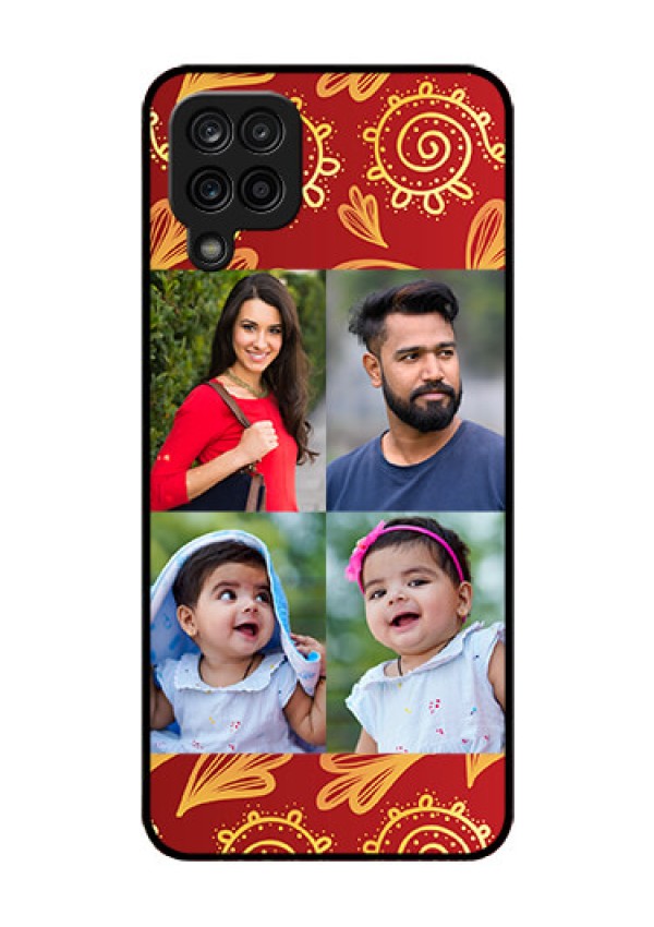 Galaxy M12 Photo Printing on Glass Case - 4 Image Traditional Design