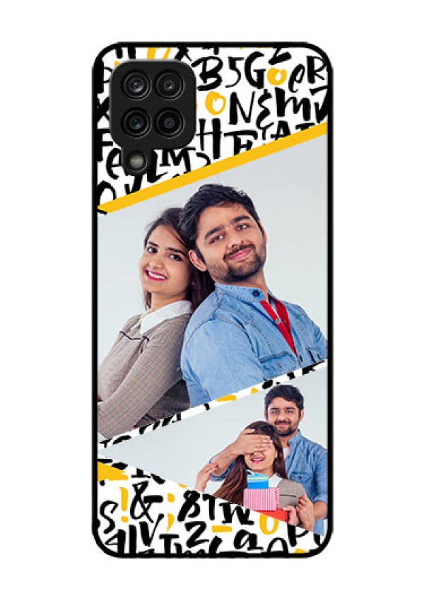 Galaxy M12 Custom Glass Mobile Case - Letters Pattern Design
