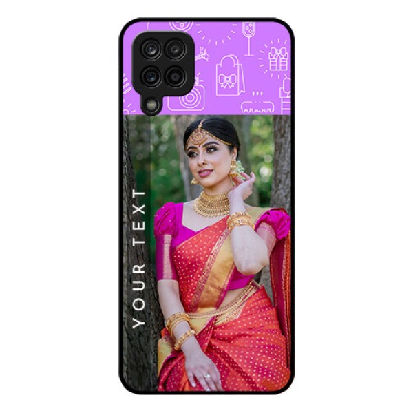Galaxy M12 Custom Glass Mobile Case - Birthday Icons Design