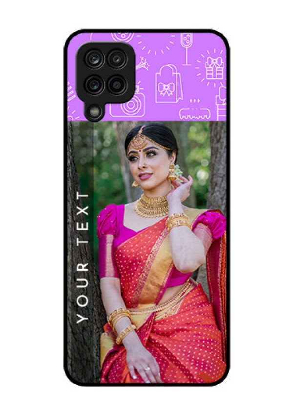 Galaxy M12 Custom Glass Mobile Case - Birthday Icons Design
