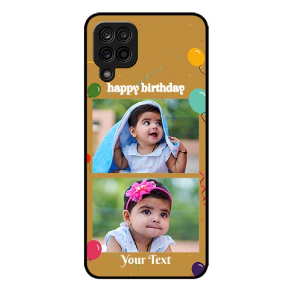 Galaxy M12 Personalized Glass Phone Case - Image Holder with Birthday Celebrations Design
