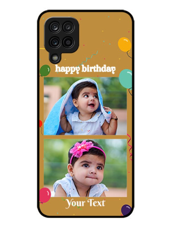 Custom Galaxy M12 Personalized Glass Phone Case - Image Holder with Birthday Celebrations Design