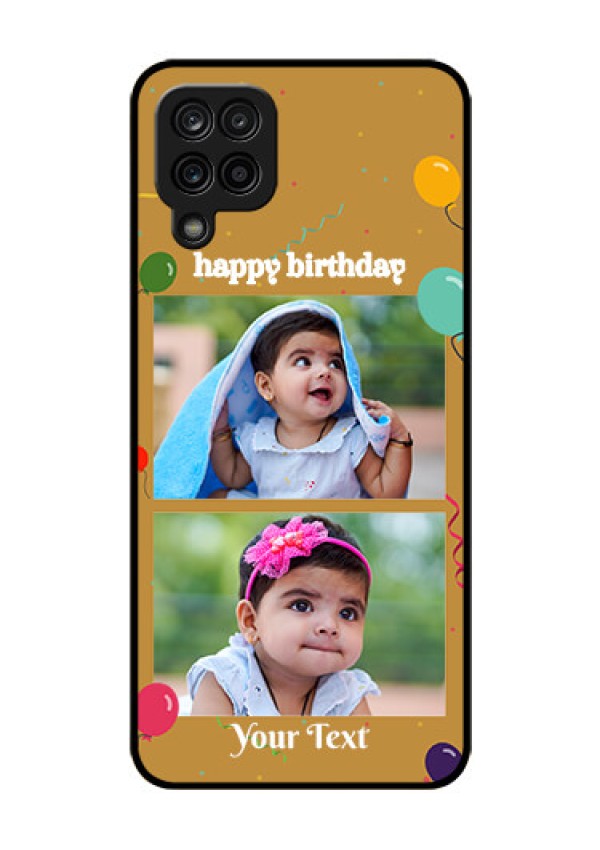 Galaxy M12 Personalized Glass Phone Case - Image Holder with Birthday Celebrations Design