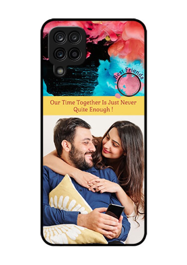 Galaxy M12 Custom Glass Mobile Case - Quote with Acrylic Painting Design