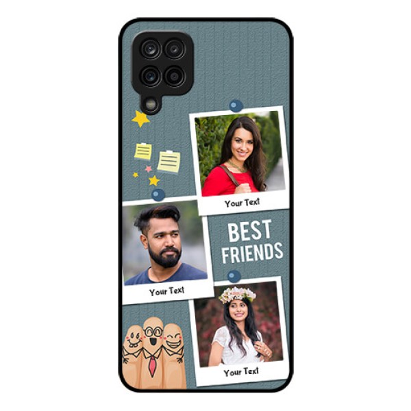 Galaxy M12 Personalized Glass Phone Case - Sticky Frames and Friendship Design Galaxy M12 Personalized Glass Phone Case - Sticky Frames and Friendship Design