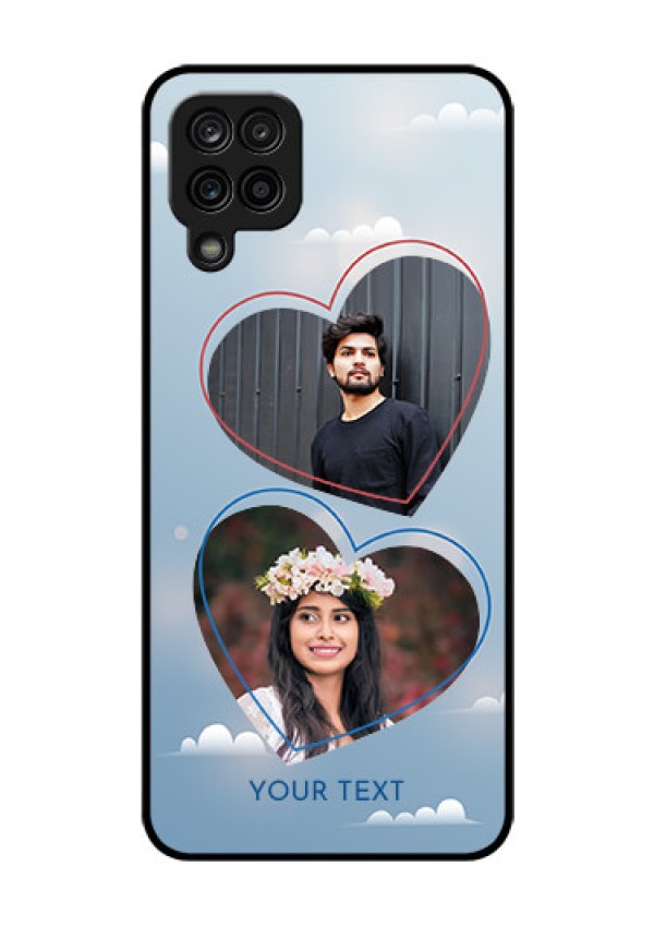 Galaxy M12 Custom Glass Mobile Case - Blue Color Couple Design 
