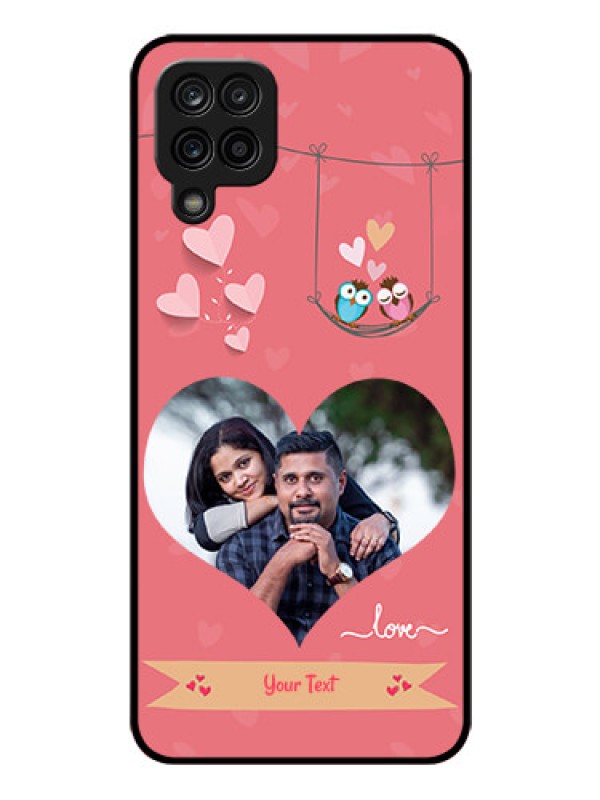 Custom Galaxy M12 Personalized Glass Phone Case - Peach Color Love Design 