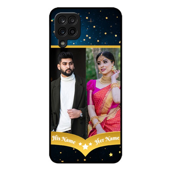 Galaxy M12 Custom Glass Phone Case - Galaxy Stars Backdrop Design
