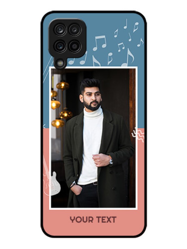 Custom Galaxy M12 Photo Printing on Glass Case - with Color Musical Note Design