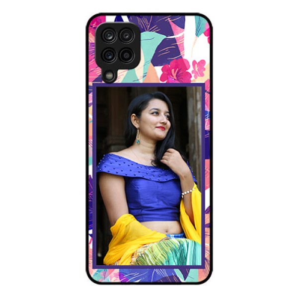 Galaxy M12 Custom Glass Mobile Case - Abstract Floral Design