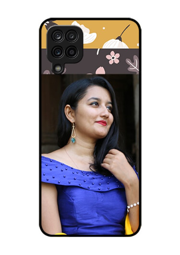 Galaxy M12 Custom Glass Phone Case - Stylish Floral Design