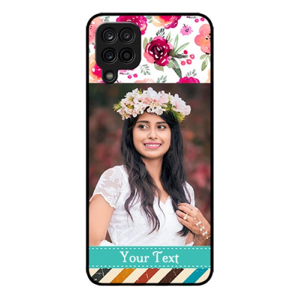 Galaxy M12 Custom Glass Phone Case - Watercolor Floral Design