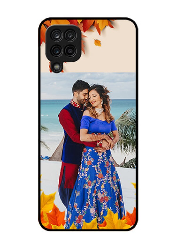 Galaxy M12 Photo Printing on Glass Case - Autumn Maple Leaves Design