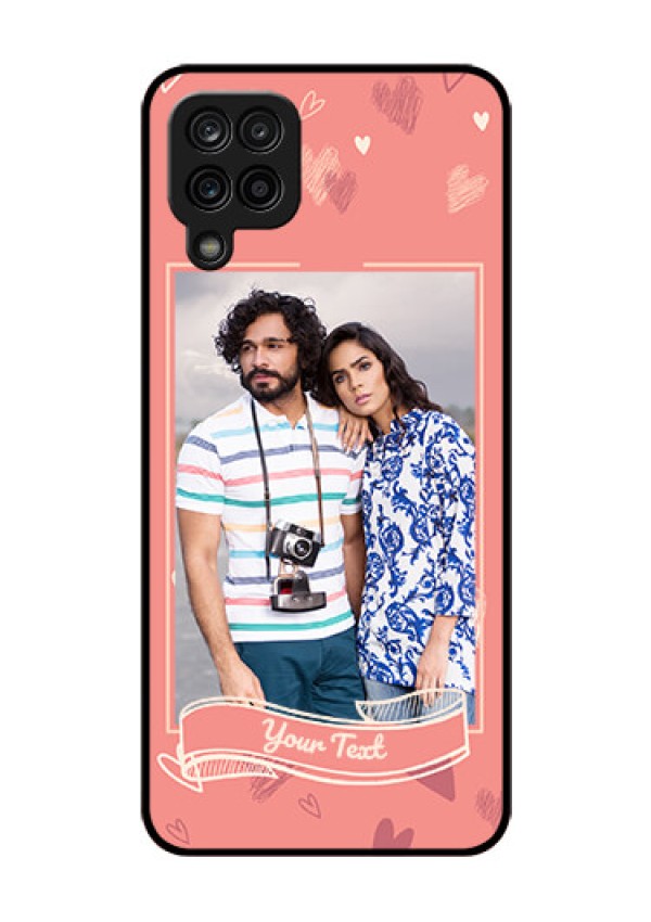 Galaxy M12 Custom Glass Phone Case - Love doodle art Design