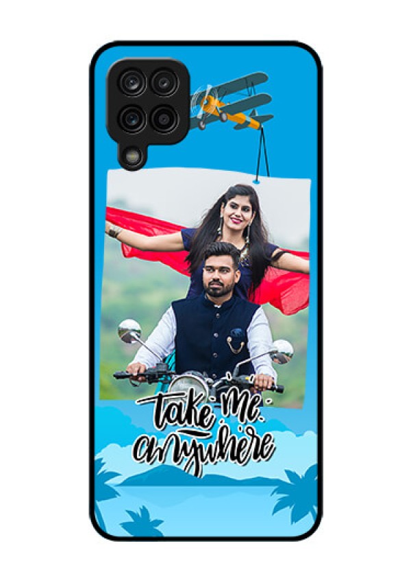 Galaxy M12 Custom Glass Mobile Case - Traveller Design 