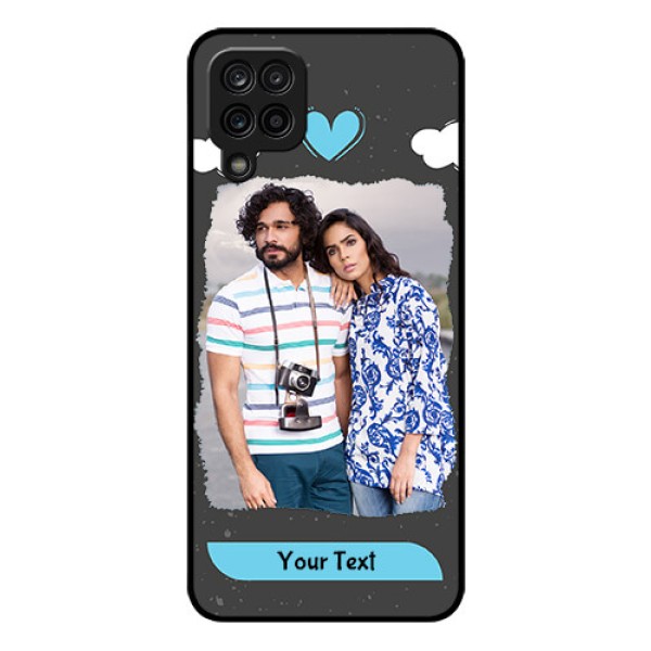 Galaxy M12 Custom Glass Phone Case - Splashes with love doodles Design Galaxy M12 Custom Glass Phone Case - Splashes with love doodles Design