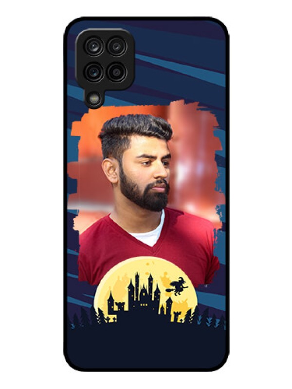 Custom Galaxy M12 Photo Printing on Glass Case - Halloween Witch Design 