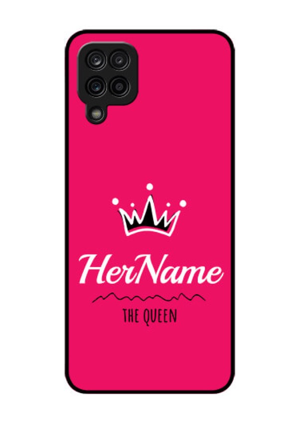 Galaxy M12 Glass Phone Case Queen with Name