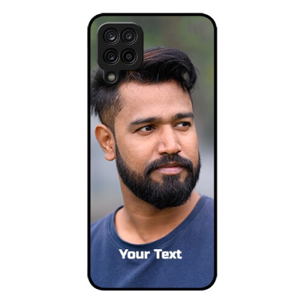Galaxy M12 Glass Mobile Cover: Photo with Text