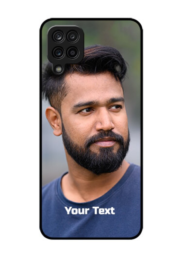 Galaxy M12 Glass Mobile Cover: Photo with Text