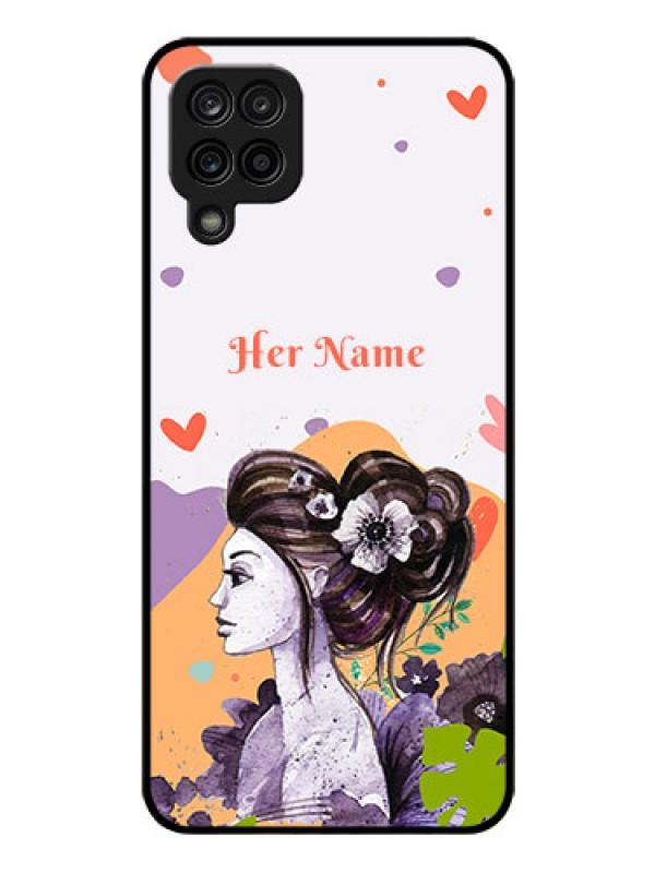 Custom Galaxy M12 Personalized Glass Phone Case - Woman And Nature Design