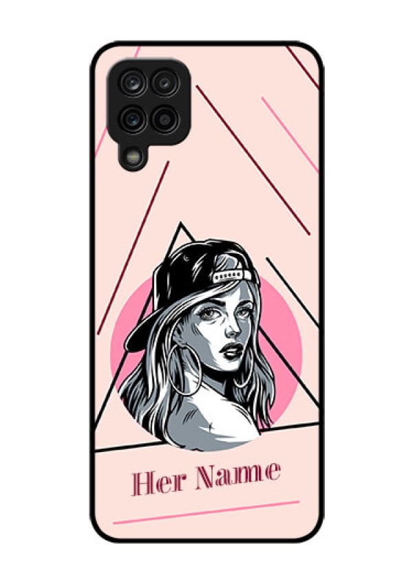 Galaxy M12 Personalized Glass Phone Case - Rockstar Girl Design