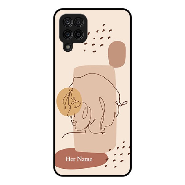 Galaxy M12 Photo Printing on Glass Case - Calm Woman line art Design Galaxy M12 Photo Printing on Glass Case - Calm Woman line art Design