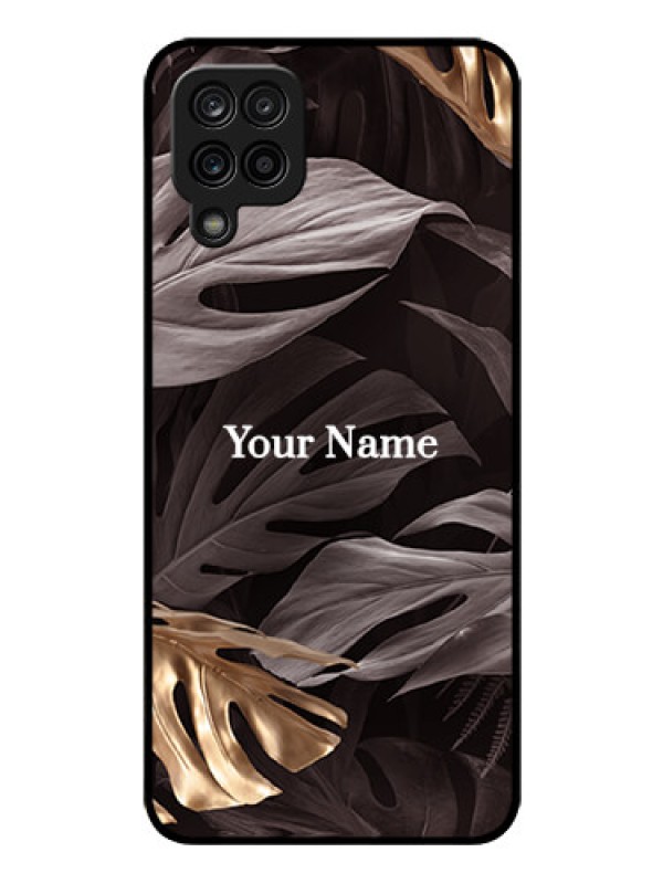 Custom Galaxy M12 Personalised Glass Phone Case - Wild Leaves digital paint Design