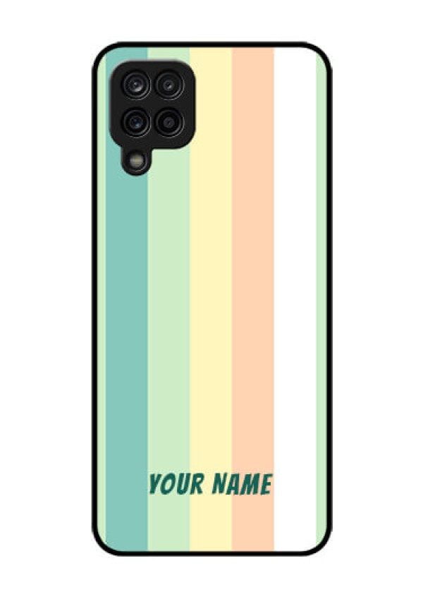 Galaxy M12 Photo Printing on Glass Case - Multi-colour Stripes Design