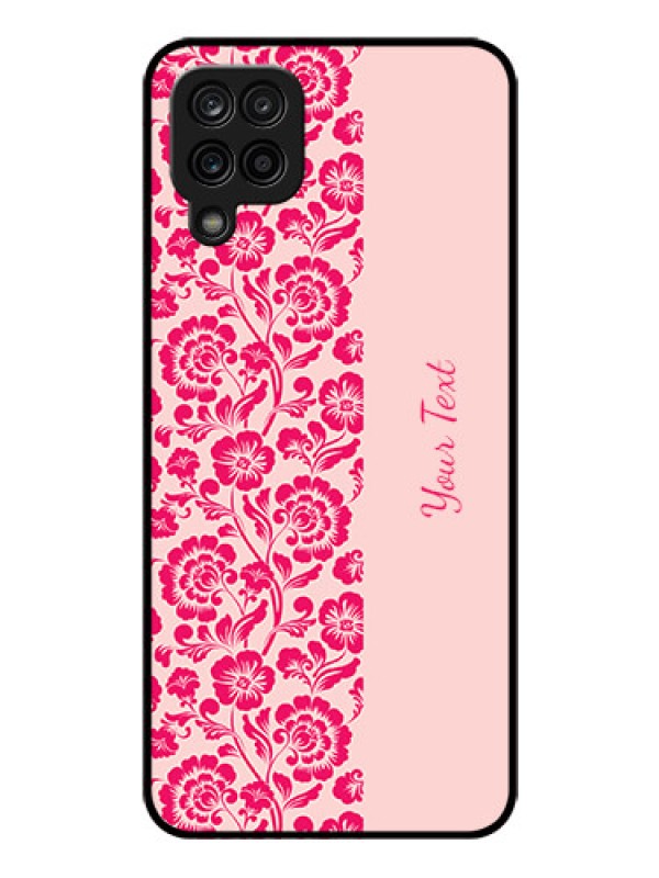 Custom Galaxy M12 Custom Glass Phone Case - Attractive Floral Pattern Design