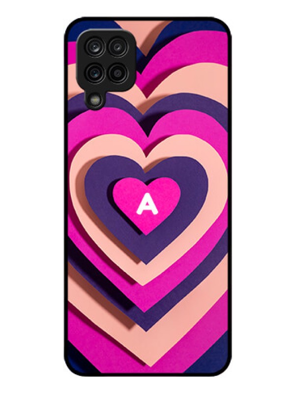 Custom Galaxy M12 Custom Glass Mobile Case - Cute Heart Pattern Design