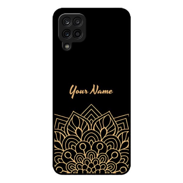 Galaxy M12 Custom Glass Phone Case - Golden mandala Design