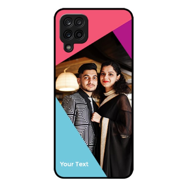 Galaxy M12 Custom Glass Mobile Case - Stacked Triple colour Design