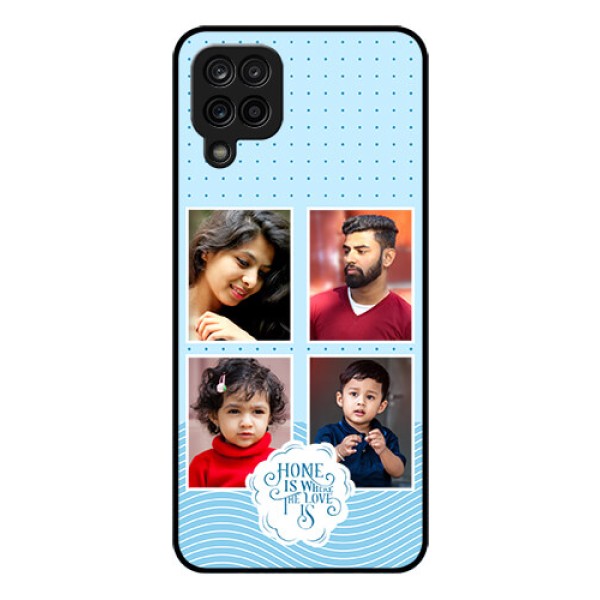 Galaxy M12 Custom Glass Phone Case - Cute love quote with 4 pic upload Design Galaxy M12 Custom Glass Phone Case - Cute love quote with 4 pic upload Design
