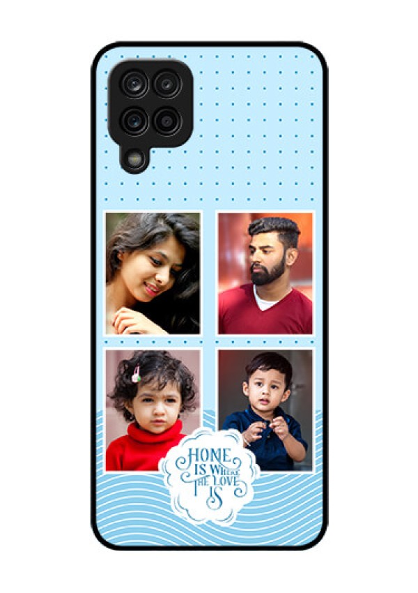 Galaxy M12 Custom Glass Phone Case - Cute love quote with 4 pic upload Design
