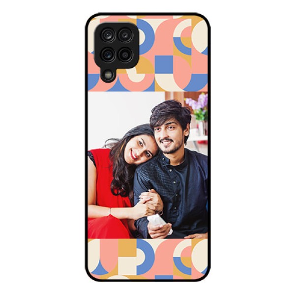 Galaxy M12 Photo Printing on Glass Case - Semi-circle Maze Pattern Design Galaxy M12 Photo Printing on Glass Case - Semi-circle Maze Pattern Design