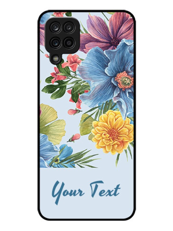 Custom Galaxy M12 Custom Glass Mobile Case - Stunning Watercolored Flowers Painting Design