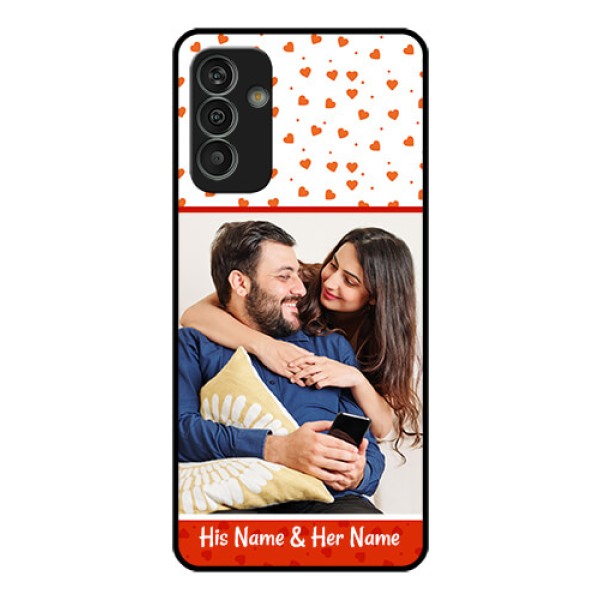 Galaxy M13 4G Custom Glass Phone Case - Orange Love Symbol Design