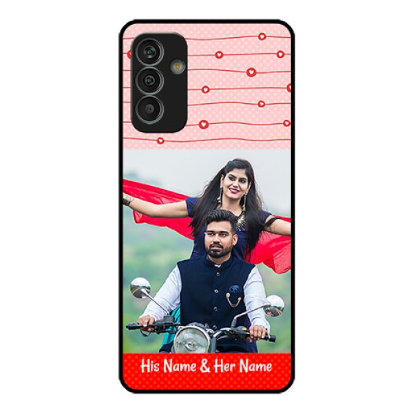 Galaxy M13 4G Personalized Glass Phone Case - Red Pattern Case Design Galaxy M13 4G Personalized Glass Phone Case - Red Pattern Case Design
