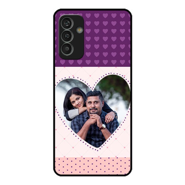 Galaxy M13 4G Custom Glass Phone Case - Violet Love Dots Design