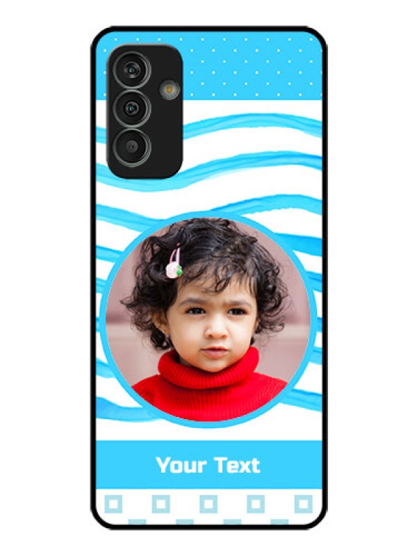 Custom Galaxy M13 4G Custom Glass Phone Case - Simple Blue Case Design