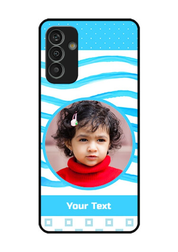 Galaxy M13 4G Custom Glass Phone Case - Simple Blue Case Design