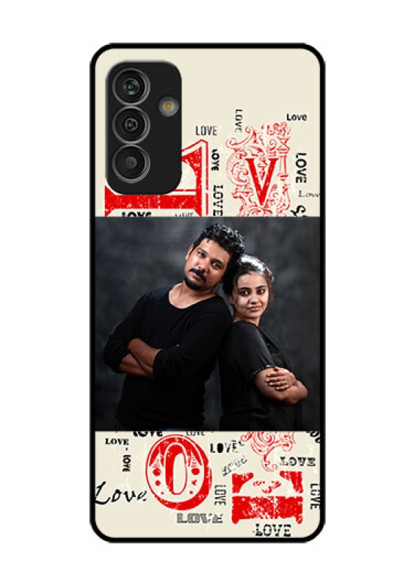 Galaxy M13 4G Photo Printing on Glass Case - Trendy Love Design Case