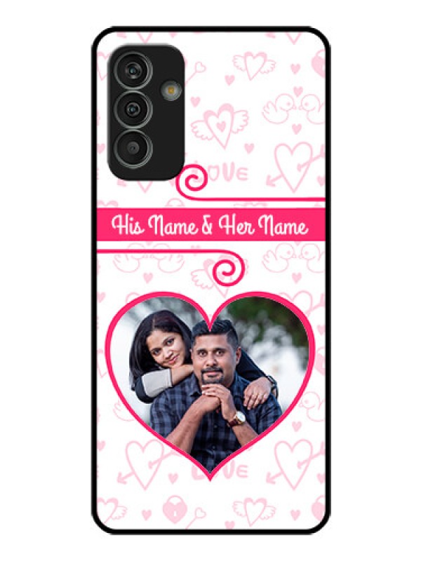 Custom Galaxy M13 4G Personalized Glass Phone Case - Heart Shape Love Design