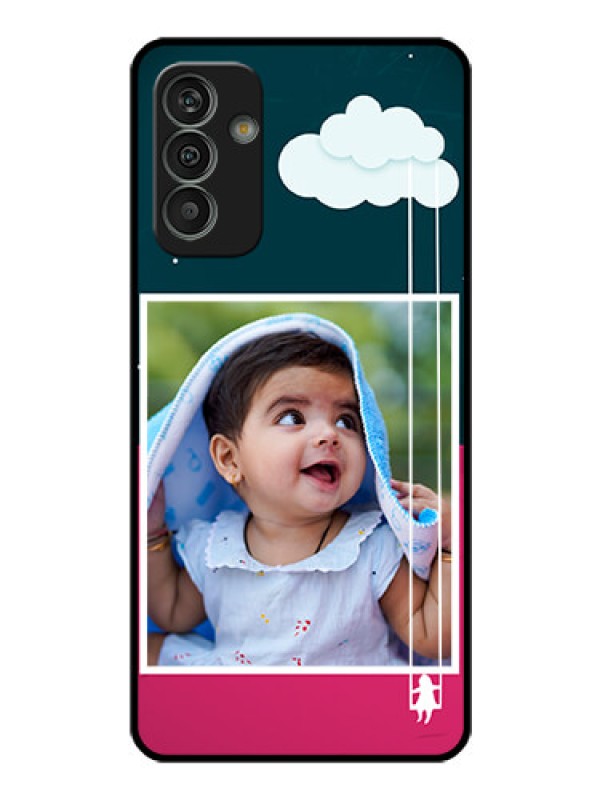 Custom Galaxy M13 4G Custom Glass Phone Case - Cute Girl with Cloud Design