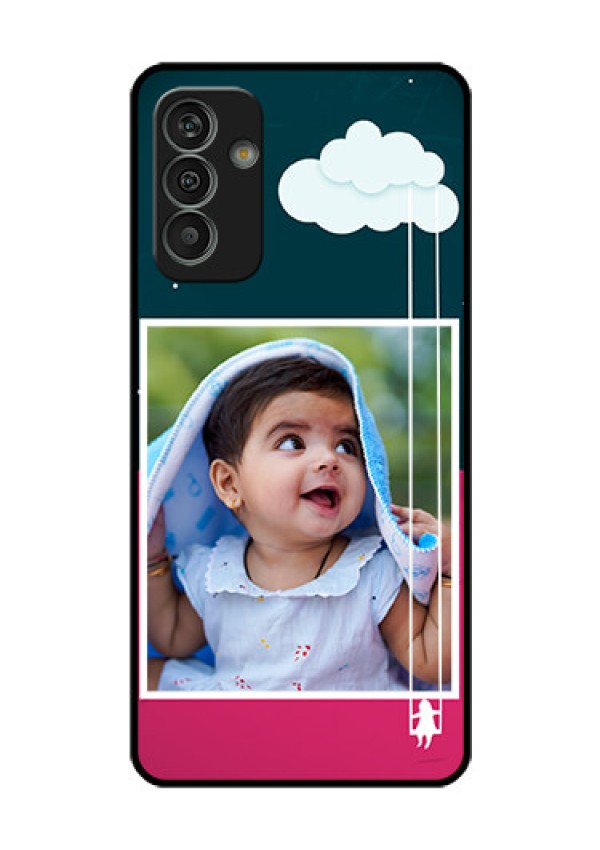 Galaxy M13 4G Custom Glass Phone Case - Cute Girl with Cloud Design
