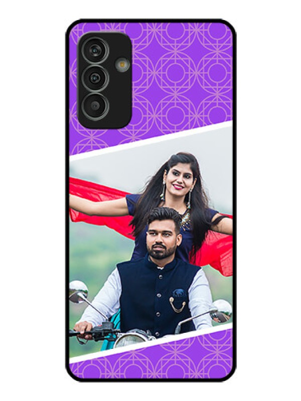 Custom Galaxy M13 4G Custom Glass Phone Case - Violet Pattern Design